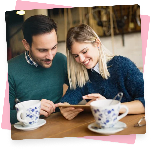 Man and woman smiling